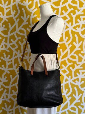 Madewell Black Leather Transport Zip Tote Weekend Bag